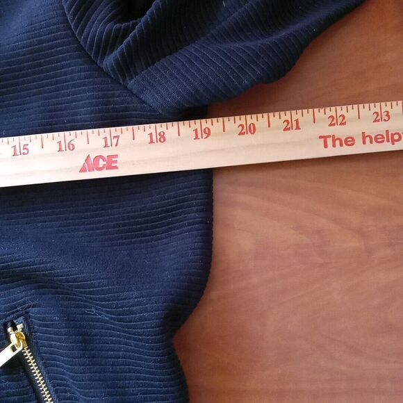 Premise Blazer Women's Size Medium Open Front Black Gold Zipper Pockets - Picture 13 of 14